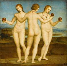 Raphaël,Les Trois Grâces, vers 1504, huile sur panneau, 17,1 x17,1 cm, Musée Condé, Chantilly 